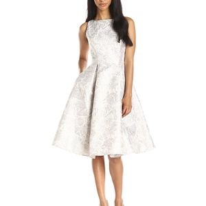 Adrianna Papell metallic lilac jacquard dress